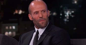Jason Statham is amused by Jimmy Kimmel's request to punch him in slow motion