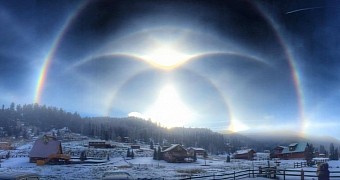 Ice halos photographed in Red River, New Mexico