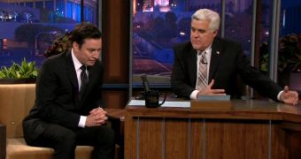 Jay Leno gives some advice to Jimmy Fallon who is taking over The Tonight Show