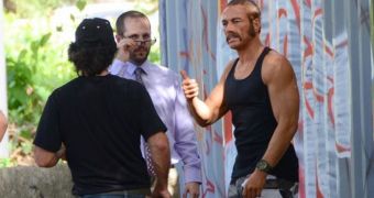 Jean Claude Van Damme Rocks Funny Facial Hair for “Welcome to the Jungle”