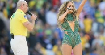 Jennifer Lopez and longtime collaborator Pitbull kick off the World Cup 2014