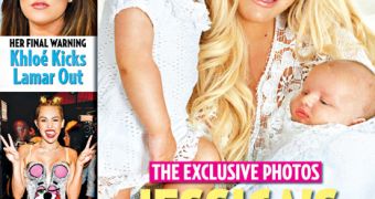 Jessica Simpson and Maxwell and Ace Knute on the cover of Us Weekly
