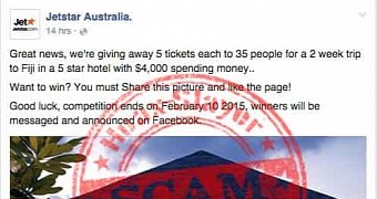 Sample post sharing news about the fake raffle