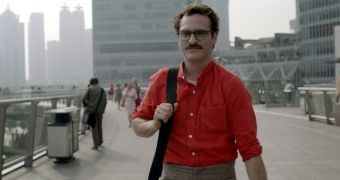 Joaquin Phoenix in character in Spike Jonze’s critically acclaimed “Her”