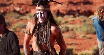 Johnny Depp on the set of “The Lone Ranger” for Disney