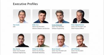 Apple Executive Profiles page without Jonathan Ive
