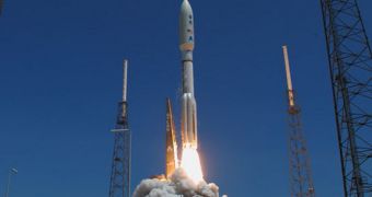The Atlas V rocket carrying Juno is seen here soaring to the sky on August 5, 2011