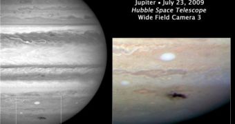 Hubble Space Telescope image of impact feature on Jupiter, 23 July, 2009