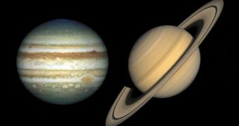 After Jupiter formed, it got pulled slowly toward the Sun by currents of swirling gas. Saturn also got pulled in, and when the two giant planets came close enough to each other, their fates became linked