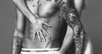 Justin Bieber and Lara Stone for Calvin Klein underwear
