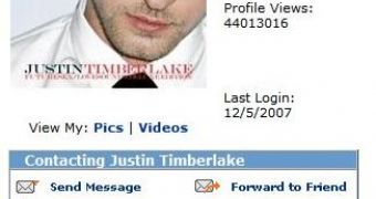 Justin's hacked profile