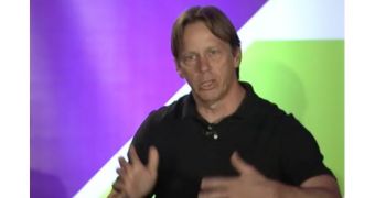 Jim Keller speaks at an AMD event