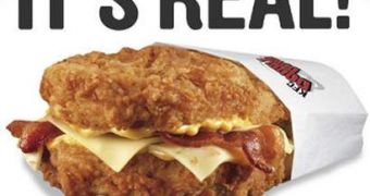 KFC launched the breadless Double Down sandwich on April 12, 2010