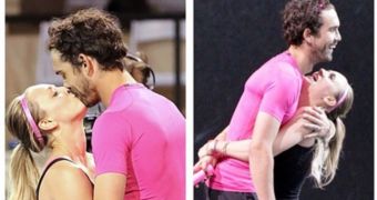 Kaley Cuoco-Sweeting and Ryan Sweeting can’t keep their hands off each other at charity tennis game