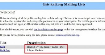 Kali Linux mailing list hacked
