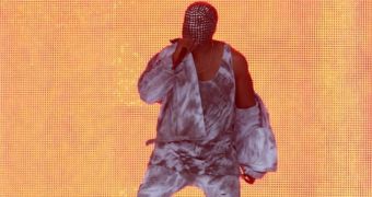 Kanye West shows up for London’s Wireless Festival 2014 in his Yeezus face mask