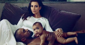 Kim Kardashian, Kanye West, and their daughter North (West) in Vogue
