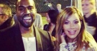 Kanye West and Kim Kardashian after they got engaged, partying with family and friends