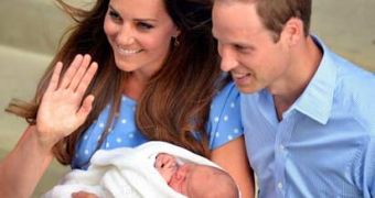 The Duke and Duchess of Cambridge and their newborn son George Alexander Louis