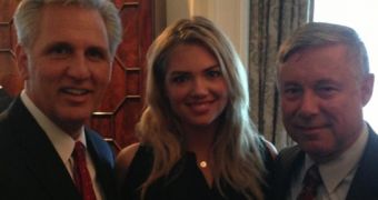 Kate Upton with her uncle Fred Upton and Kevin McCarthy, on her 21st birthday