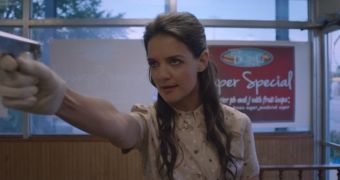 Katie Holmes gives a convincing performance as a crazy school teacher in "Miss Meadows"