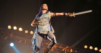 Katy Perry makes her grand entrance at Kids' Choice Awards 2012 to perform