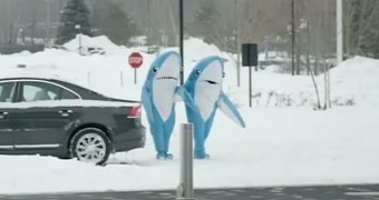 Katy Perry's dancing sharks return to work at the ESPN headquarters