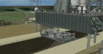 Rendering of a reconverted launch pad at the KSC