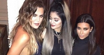 Khloe and Kim Kardashian, with Kylie Jenner at French Montana’s 30th birthday party in LA