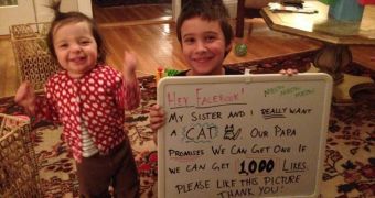7-year-old Remi Urbano and his 1-year-old sister Evelyn managed to get a cat, after winning a Facebook bet