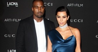 A supposedly pregnant Kim Kardashian and Kanye West at the 2014 LACMA Art + Film Gala