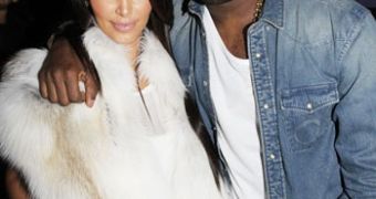 Kim Kardashian supports Kanye West at the launch of his new collection at Paris Fashion Week 2012