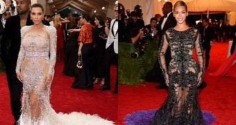 Kim Kardashian in Roberto Cavalli, Beyonce in Givenchy