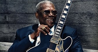 King of Blues B.B. King and his beloved Lucille, a black Gibson guitar
