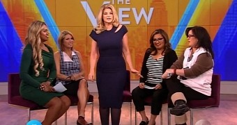 Kirstie Alley wears Victoria Beckham dress on The View, can't walk properly in it