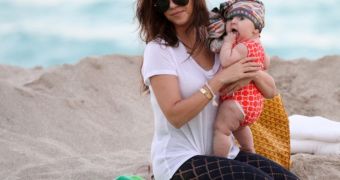 Kourtney Kardashian and daughter Penelope at the beach on a recent family outing