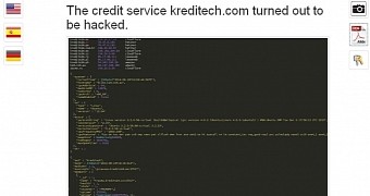 Page on Tor website exposing data from Kreditech