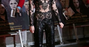 Kristen Stewart in See-Through Jumpsuit at London “Breaking Dawn Part 2” Premiere