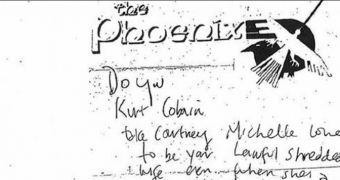 A photocopy of Kurt Cobain's hate note to his estranged wife Courtney Love found in his wallet at the time of his death