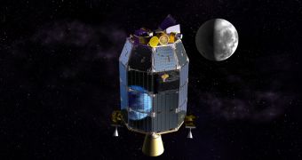 Rendering of LADEE in lunar orbit