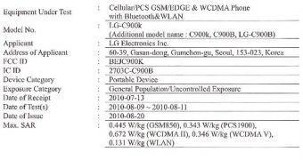 LG C900 passes through FCC
