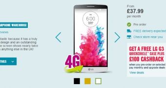 LG G3 pre-order page