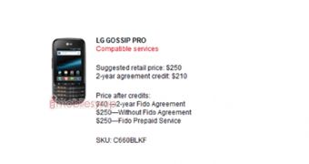 LG Gossip Pro price options