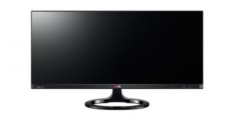 An LG ultrawide monitor, one of the newest and rarest types of display