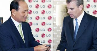 Prince Andrew (right) at the opening of LG's London Design Centre