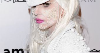 Lady Gaga Does amfAR New York Gala Decorated in Pearls