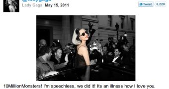 Lady Gaga celebrating her latest achievement