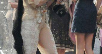 Lady Gaga goes to her sister’s graduation in odd lace outfit and heel-less shoes