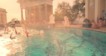 For the “G.U.Y.” music video, Lady Gaga had the Neptune Pool filled daily and the water was dumped afterwards