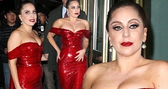 Lady Gaga Shows Off, Pats Baby Bump, but She May Be Just Heavier – Photo